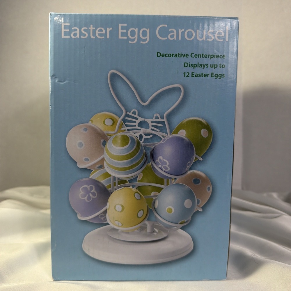 Easter Egg Carousel Display Stand Spinning Centerpiece‎ Lazy Susan Bunny Design